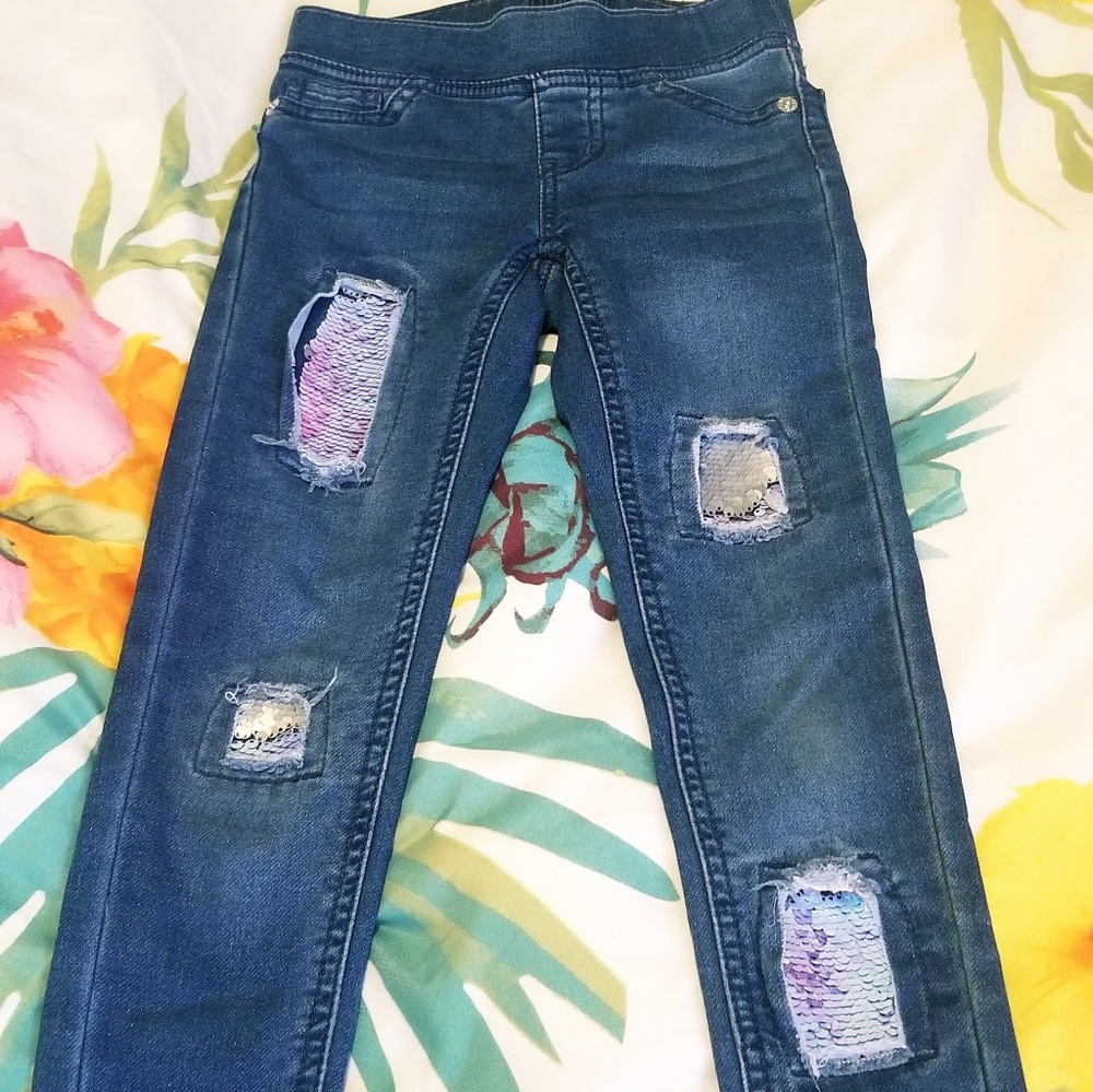 Justice girls size 6 slim sequins jeggings